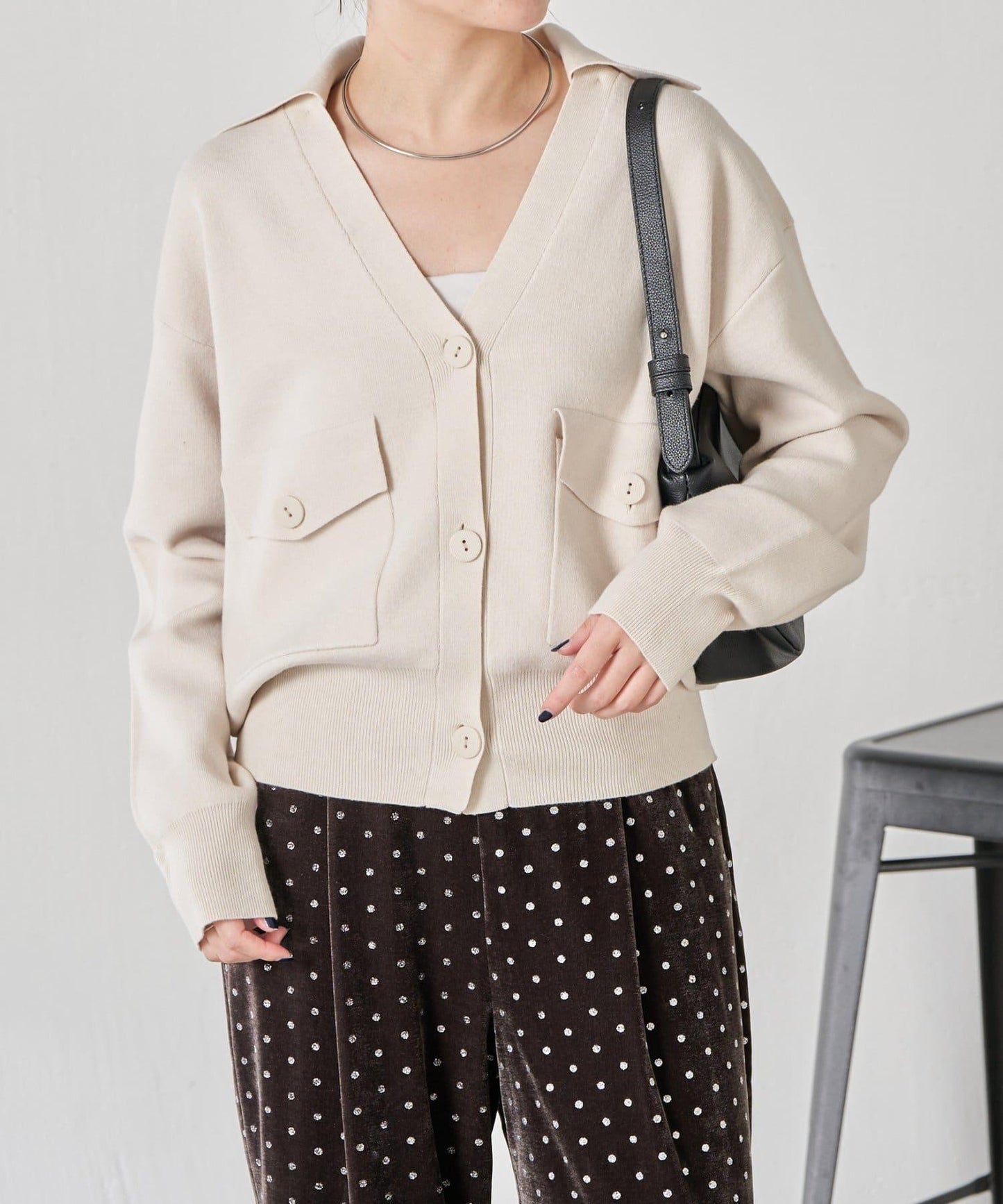 【領口可拆卸】開領針織開衫