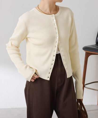 【前後兩穿】條紋紐扣修身開衫