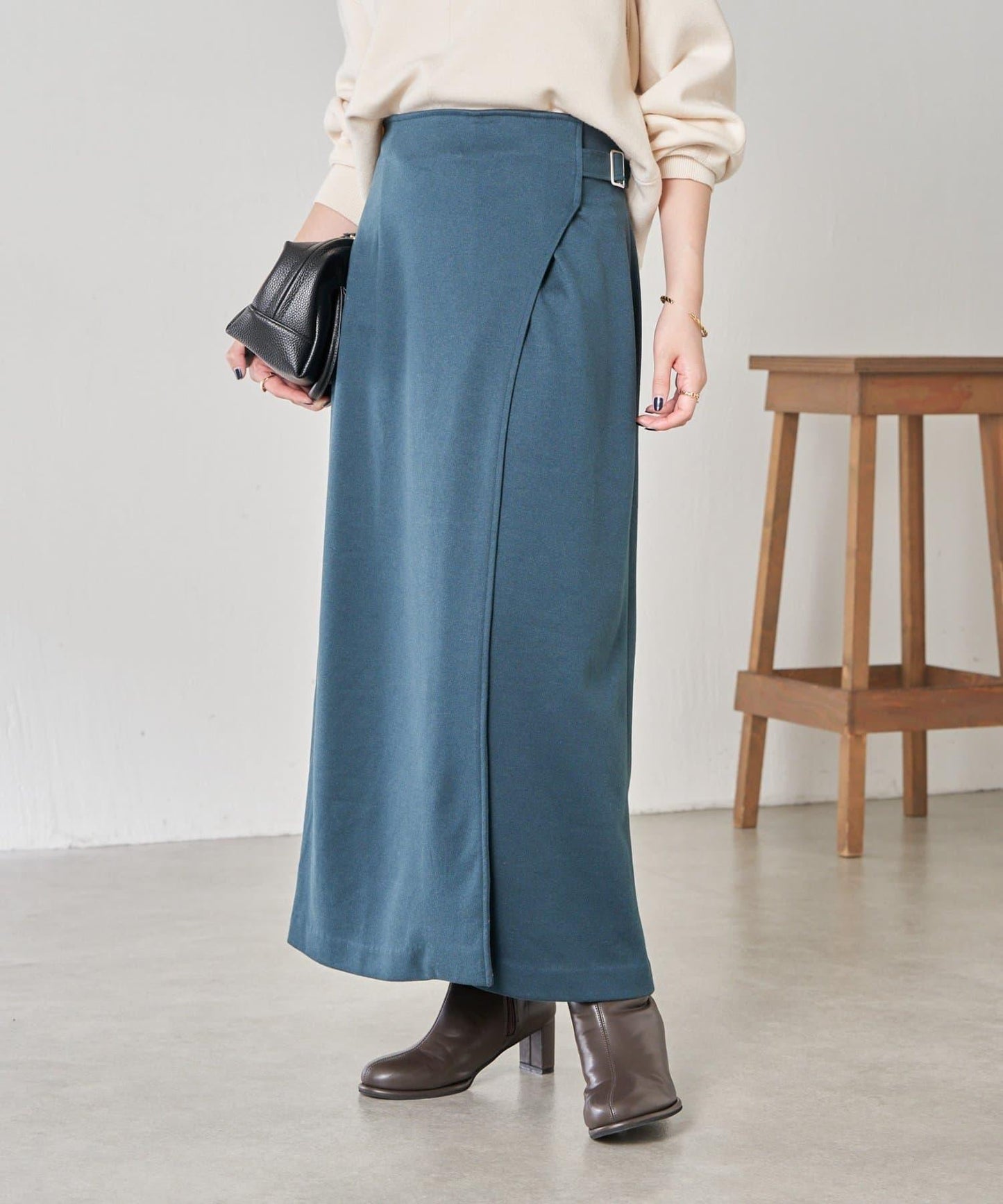 【可調節腰圍】側邊腰帶修身半身裙