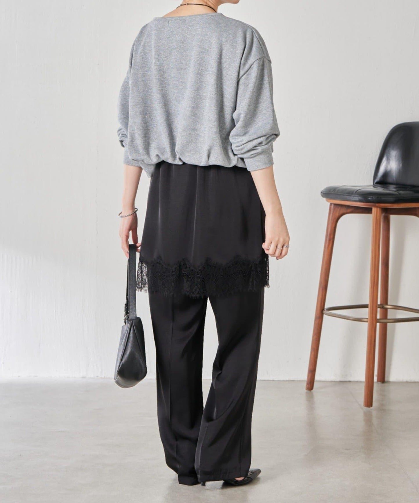 【套裝商品】緞面蕾絲疊穿長褲/疊穿