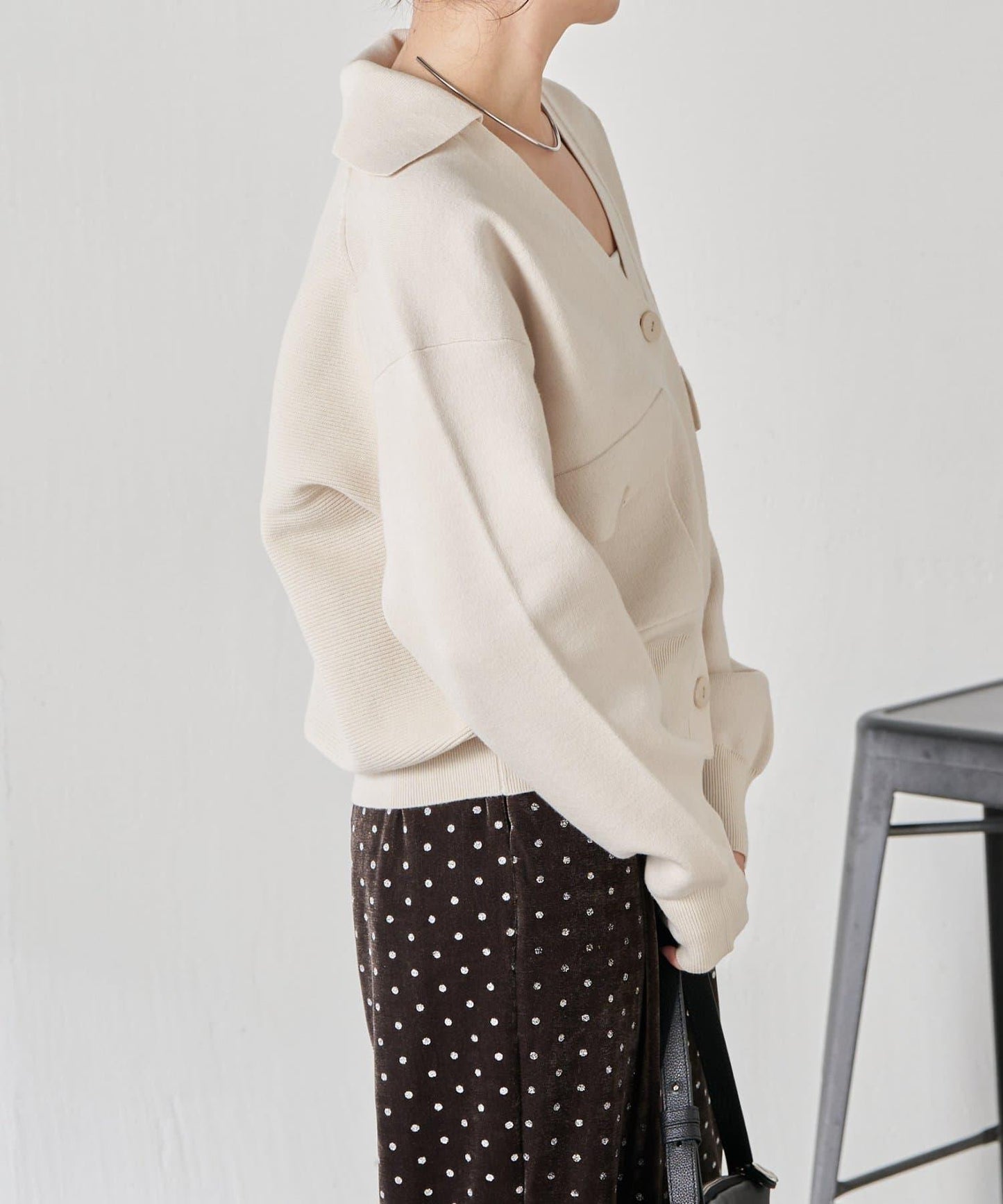 【領口可拆卸】開領針織開衫