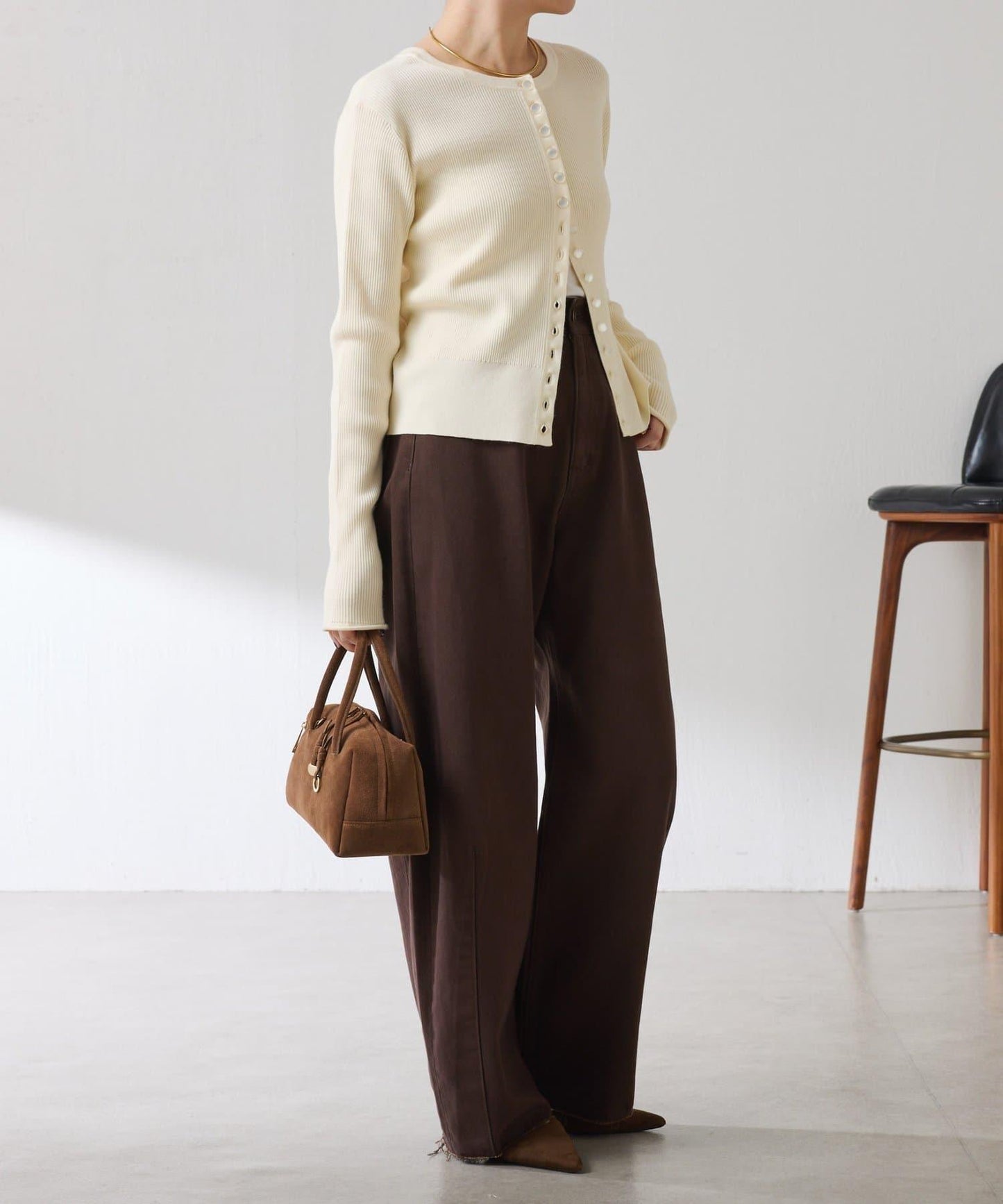 【前後兩穿】條紋紐扣修身開衫