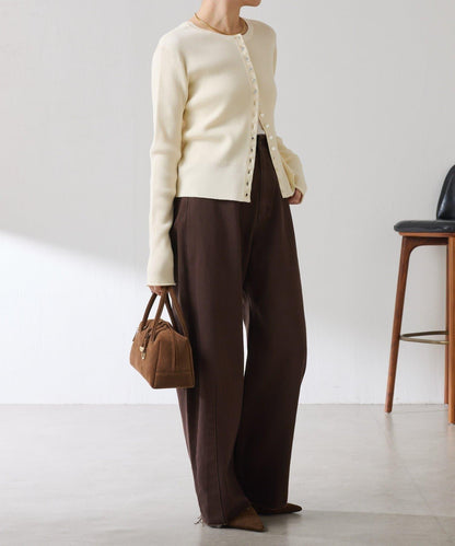 【前後兩穿】條紋紐扣修身開衫