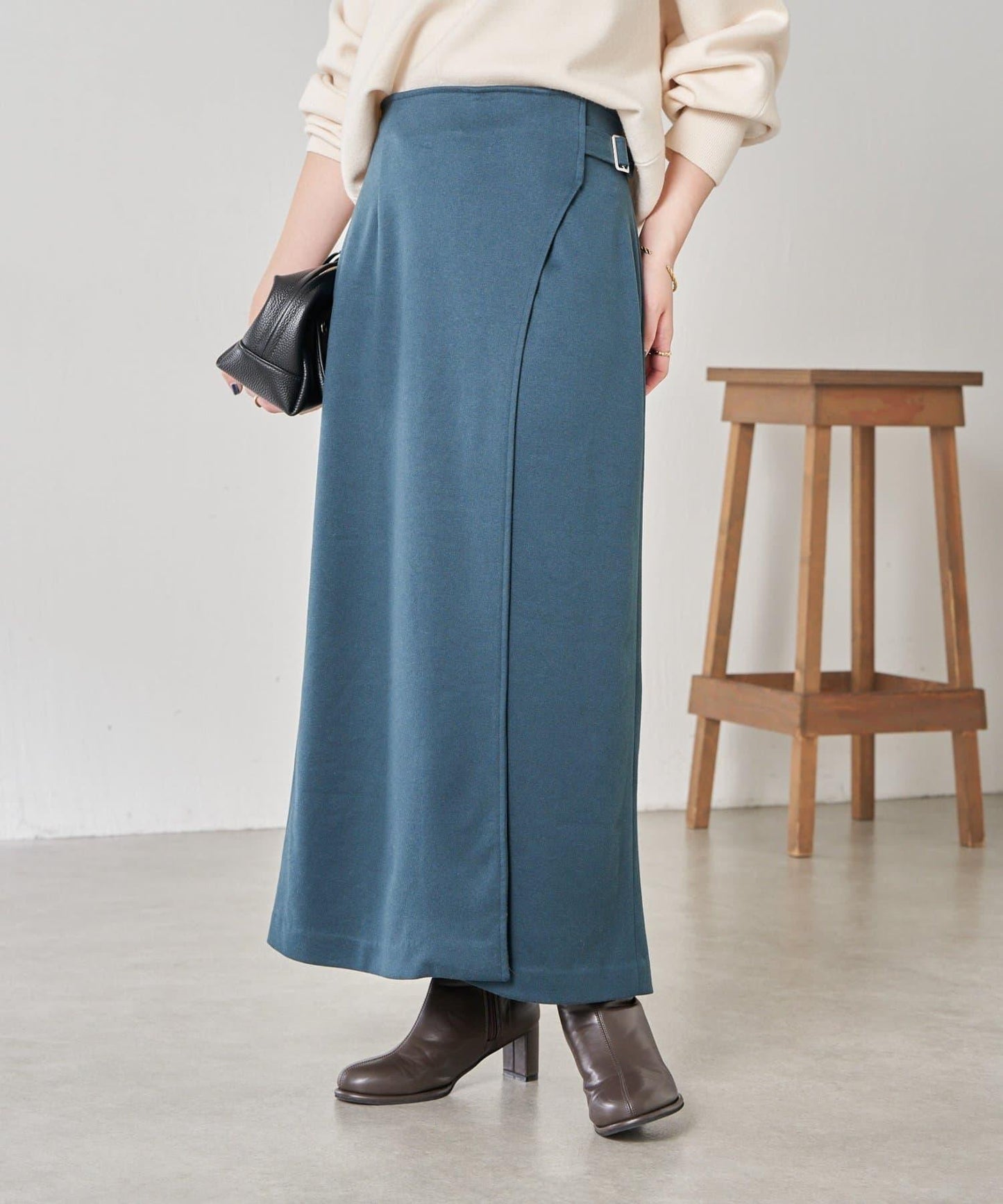 【可調節腰圍】側邊腰帶修身半身裙