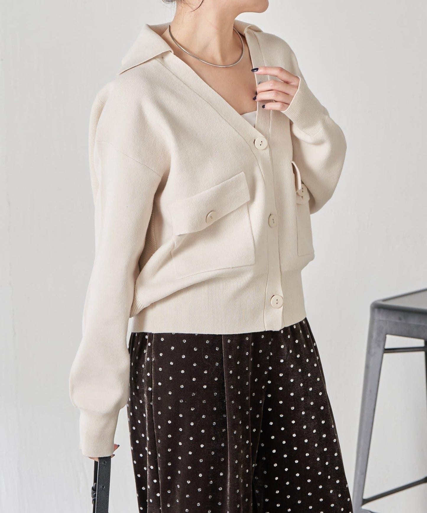 【領口可拆卸】開領針織開衫