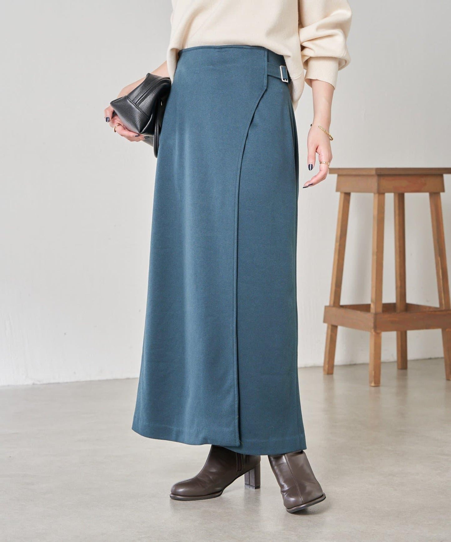 【可調節腰圍】側邊腰帶修身半身裙