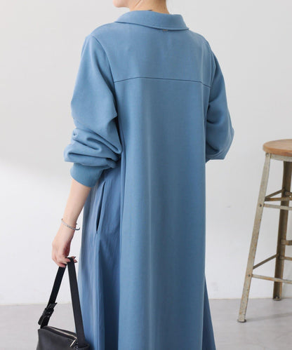 異材質拼接半拉鍊連衣裙