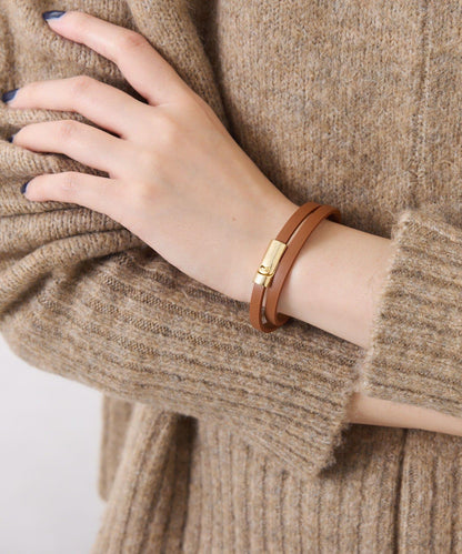 雙圈皮革手鍊