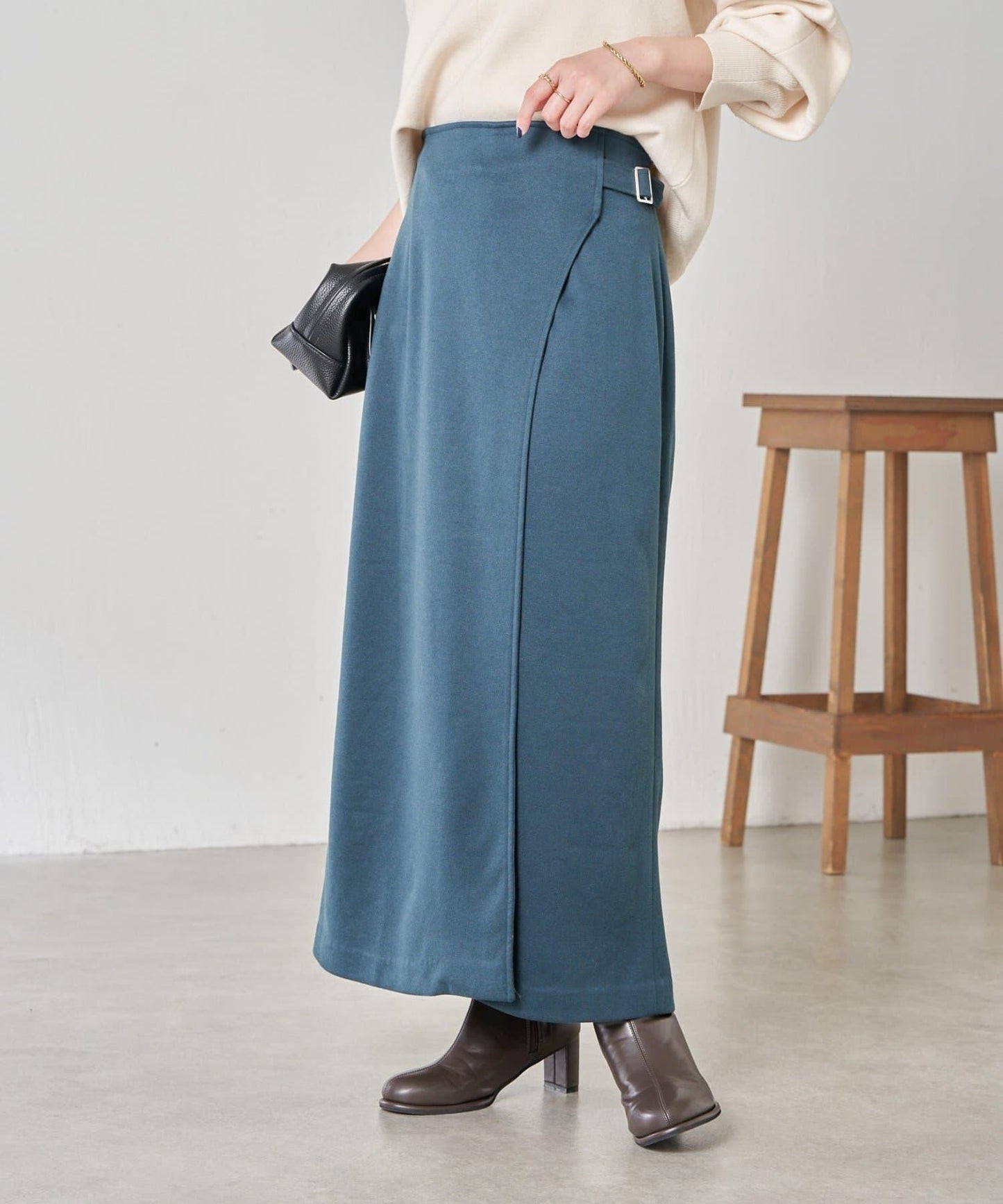 【可調節腰圍】側邊腰帶修身半身裙