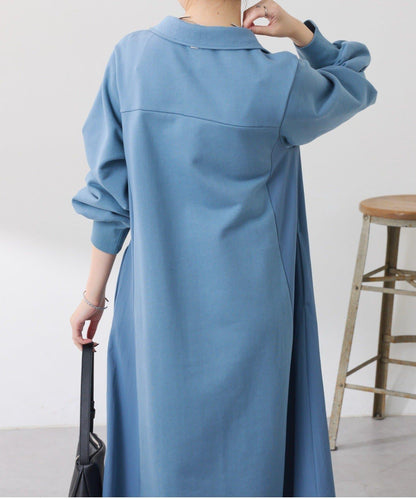 異材質拼接半拉鍊連衣裙