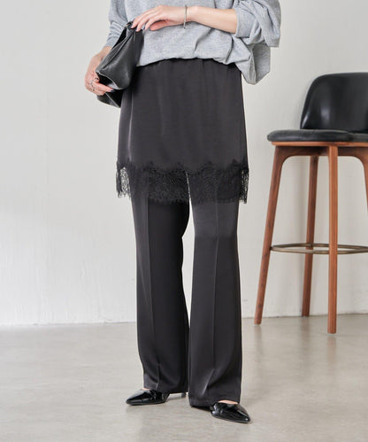 【套裝商品】緞面蕾絲疊穿長褲/疊穿