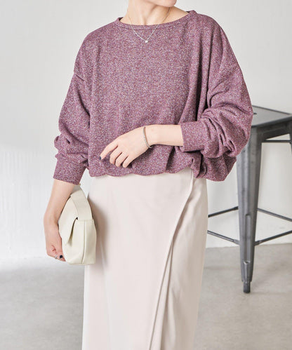 下襬氣球袖亮絲衛衣