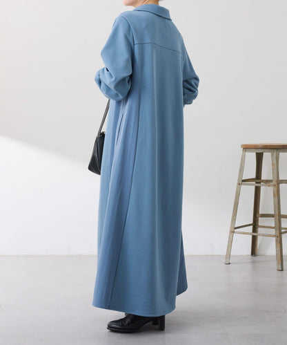 異材質拼接半拉鍊連衣裙