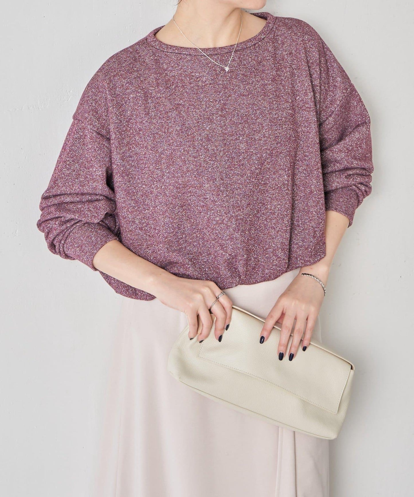 下襬氣球袖亮絲衛衣