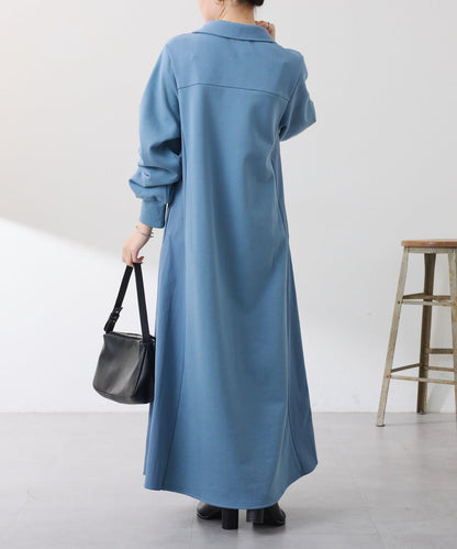 異材質拼接半拉鍊連衣裙