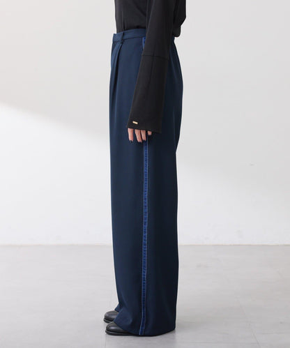 【美腿效果◎】側邊天鵝絨抽繩收口褲