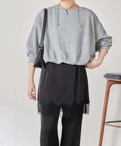 【套裝商品】緞面蕾絲疊穿長褲/疊穿