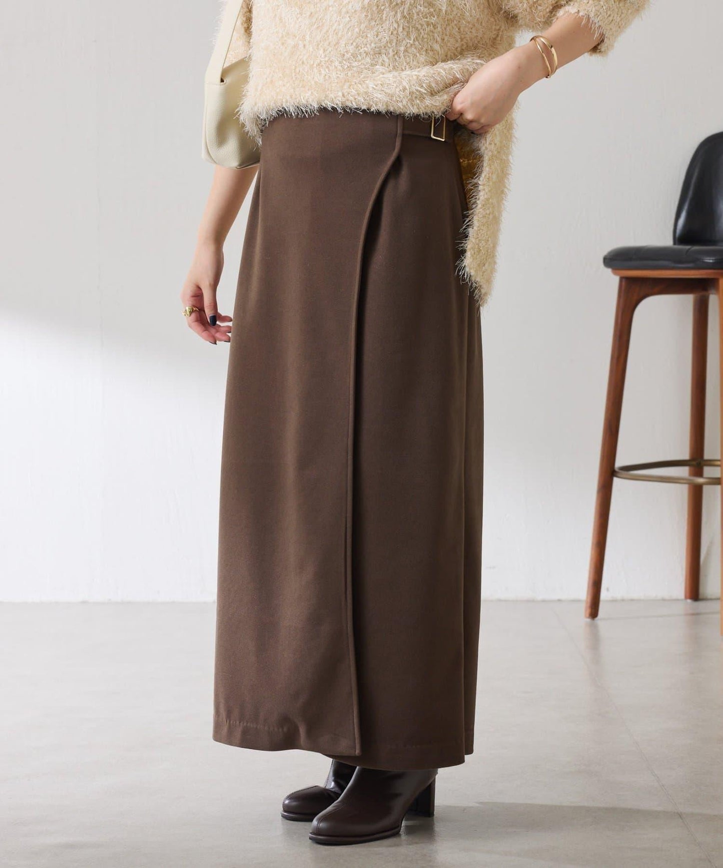 【可調節腰圍】側邊腰帶修身半身裙