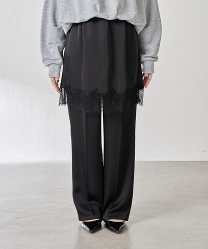 【套裝商品】緞面蕾絲疊穿長褲/疊穿