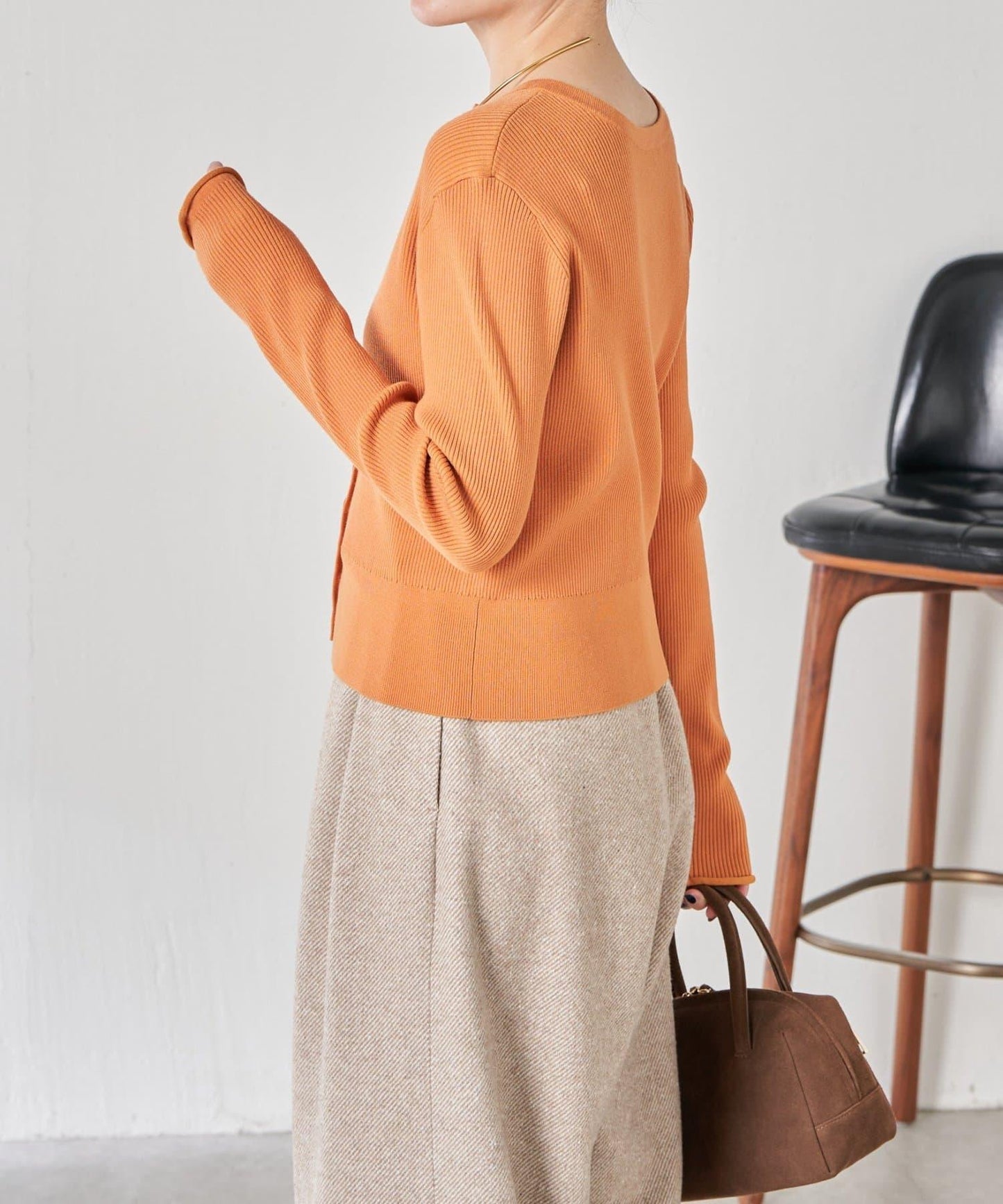 【前後兩穿】條紋紐扣修身開衫