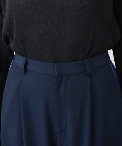 【美腿效果◎】側邊天鵝絨抽繩收口褲