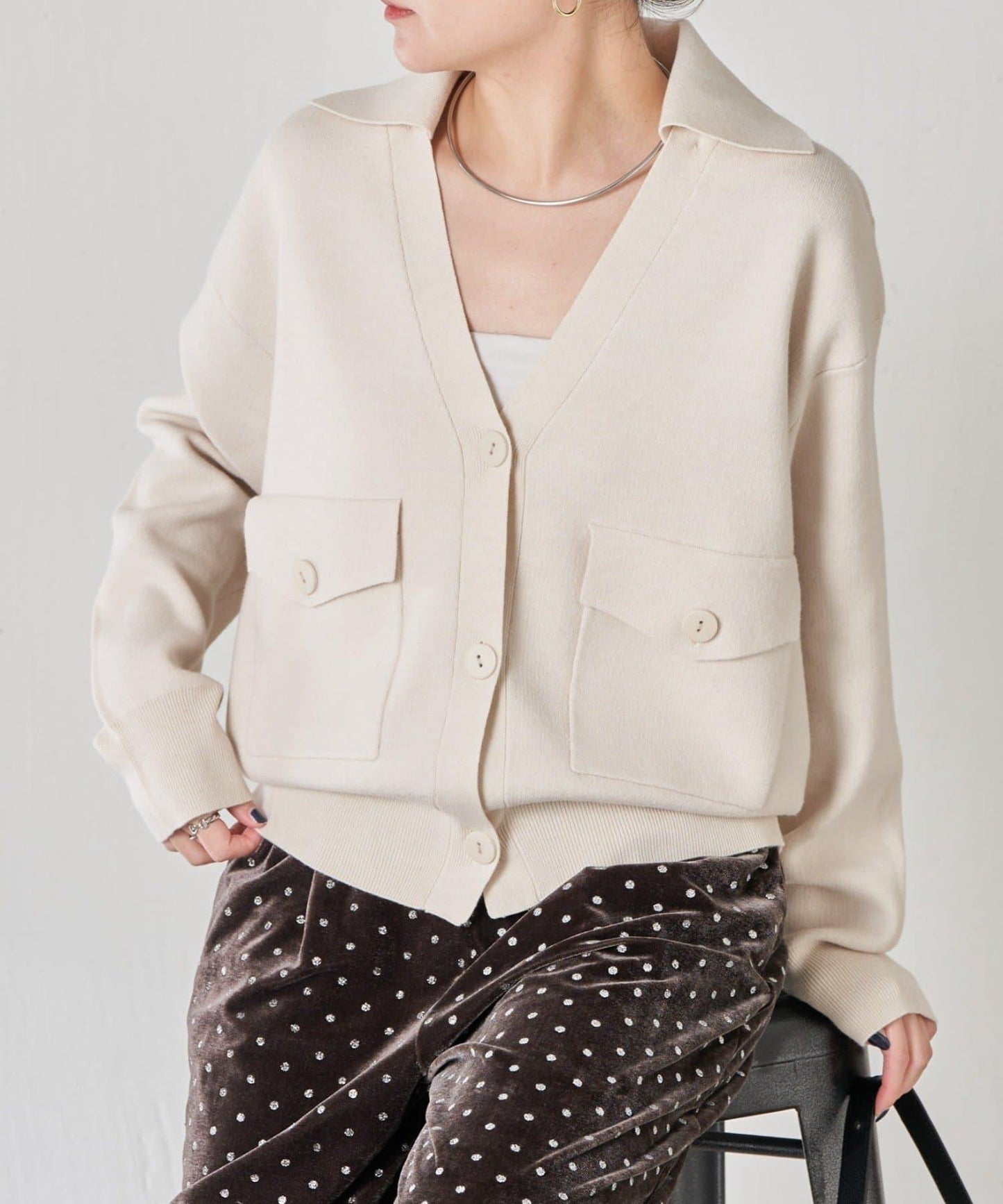 【領口可拆卸】開領針織開衫