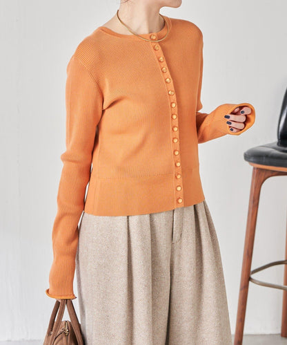 【前後兩穿】條紋紐扣修身開衫