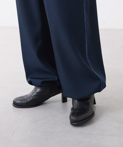 【美腿效果◎】側邊天鵝絨抽繩收口褲