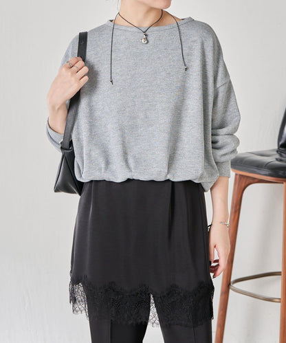 下襬氣球袖亮絲衛衣
