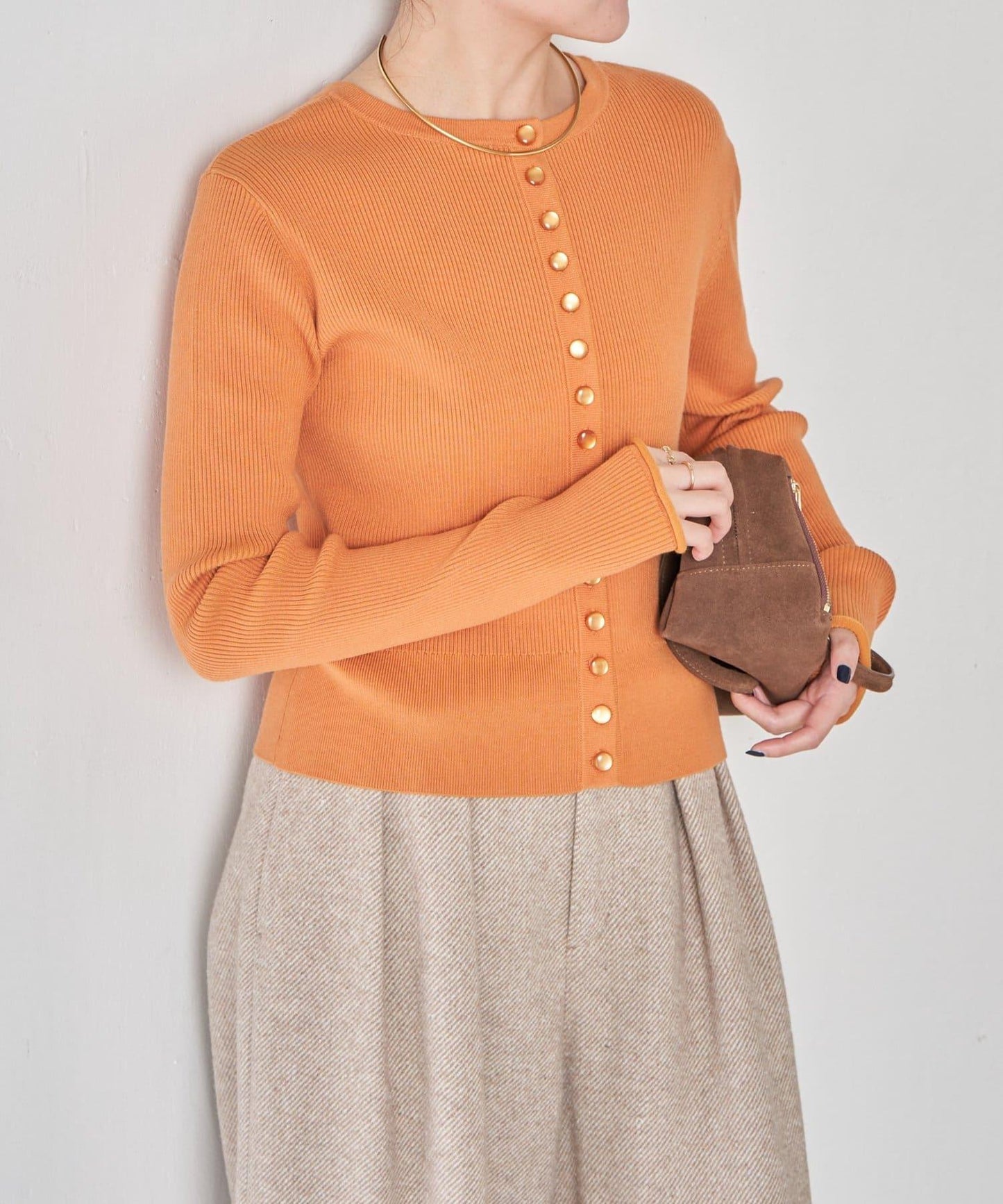 【前後兩穿】條紋紐扣修身開衫