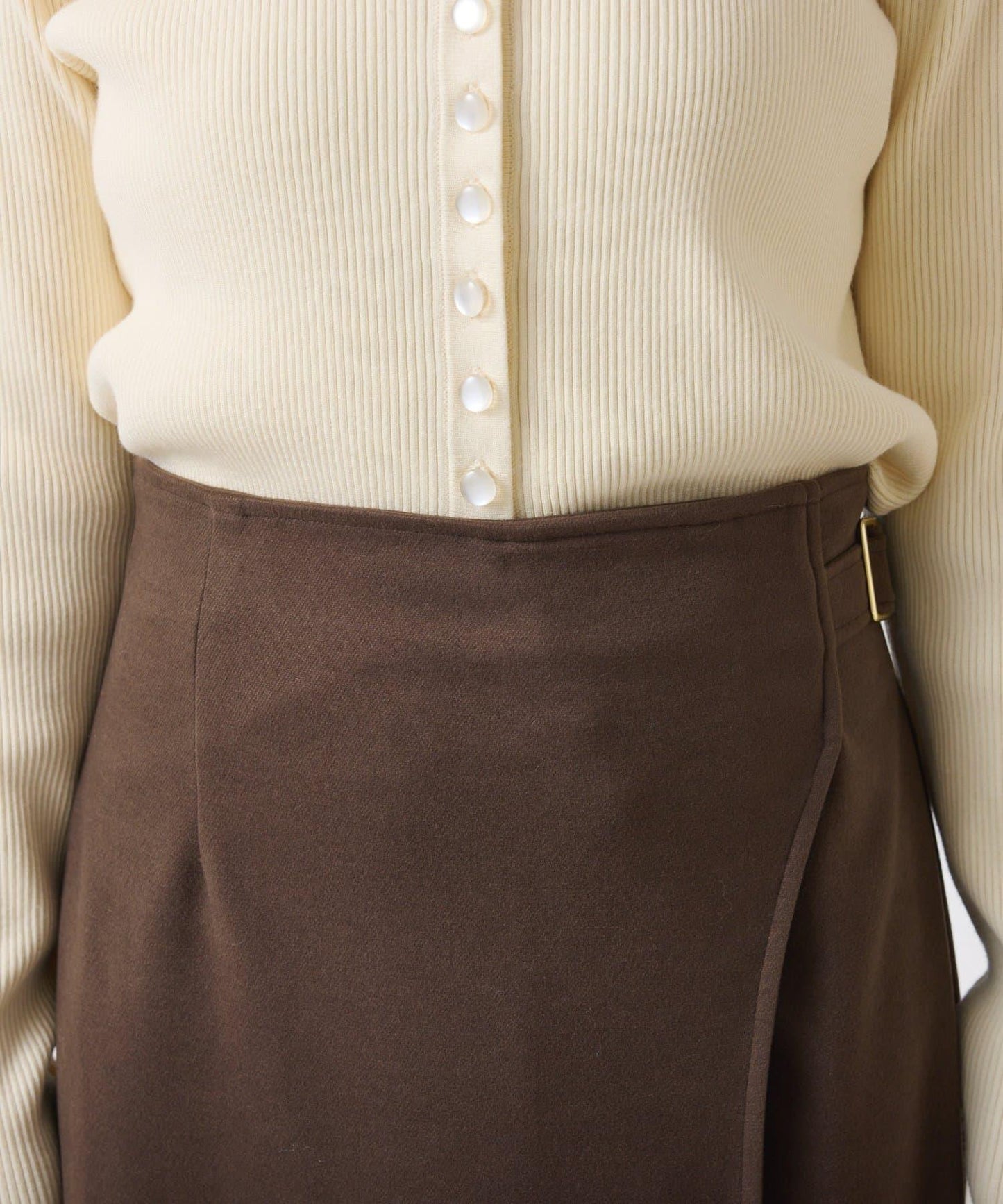 【可調節腰圍】側邊腰帶修身半身裙