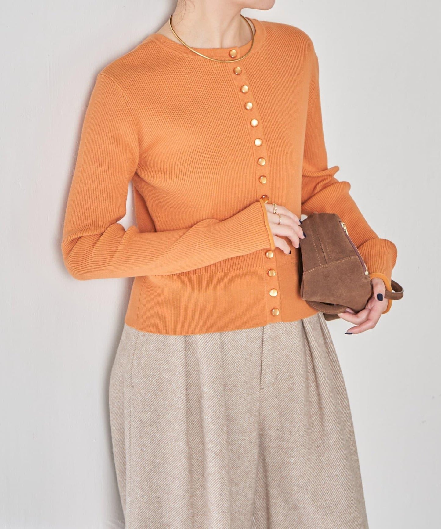 【前後兩穿】條紋紐扣修身開衫