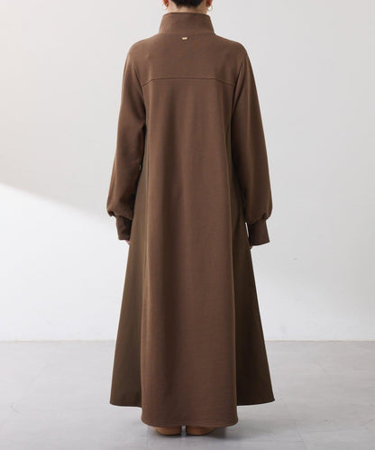 異材質拼接半拉鍊連衣裙