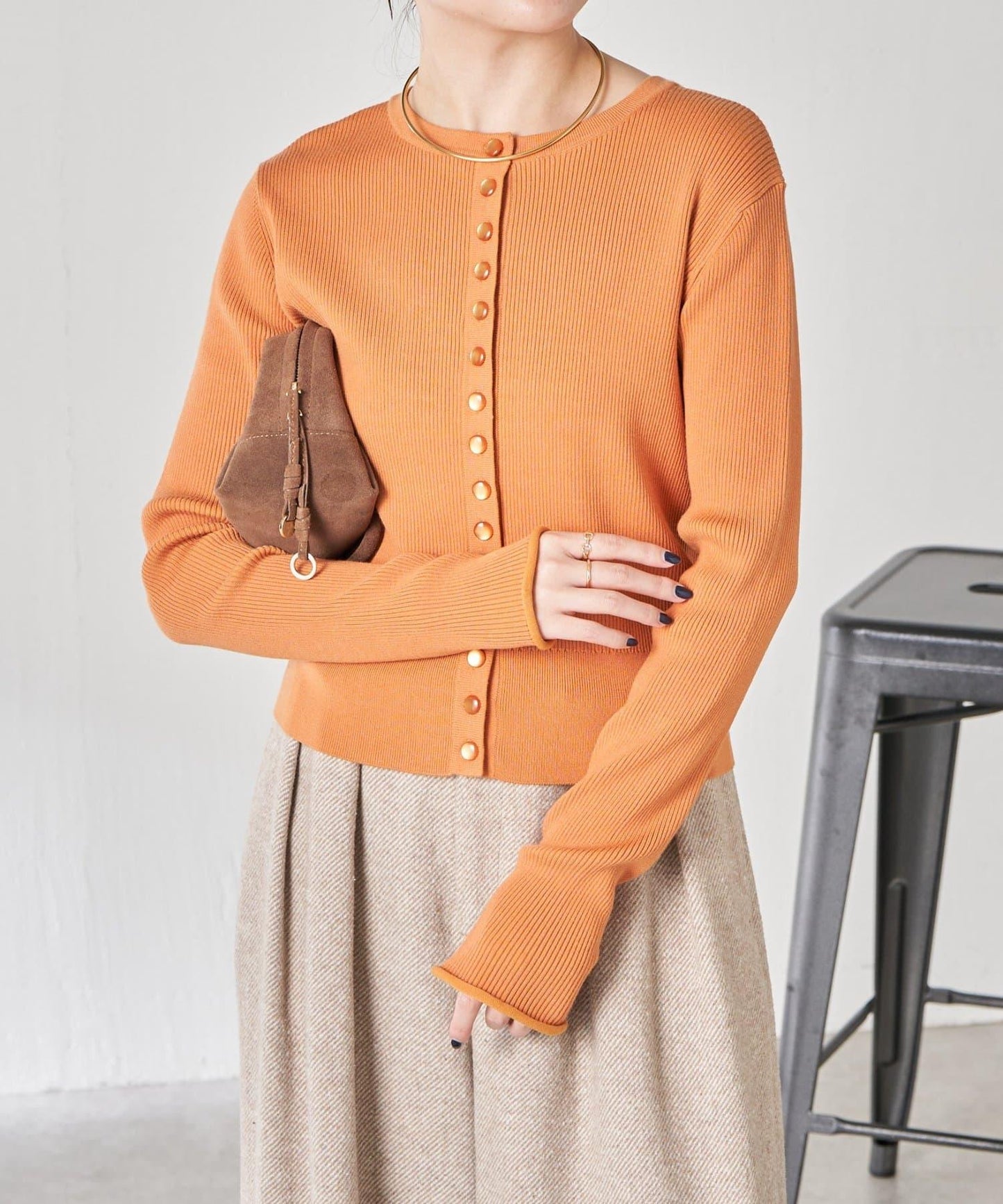 【前後兩穿】條紋紐扣修身開衫