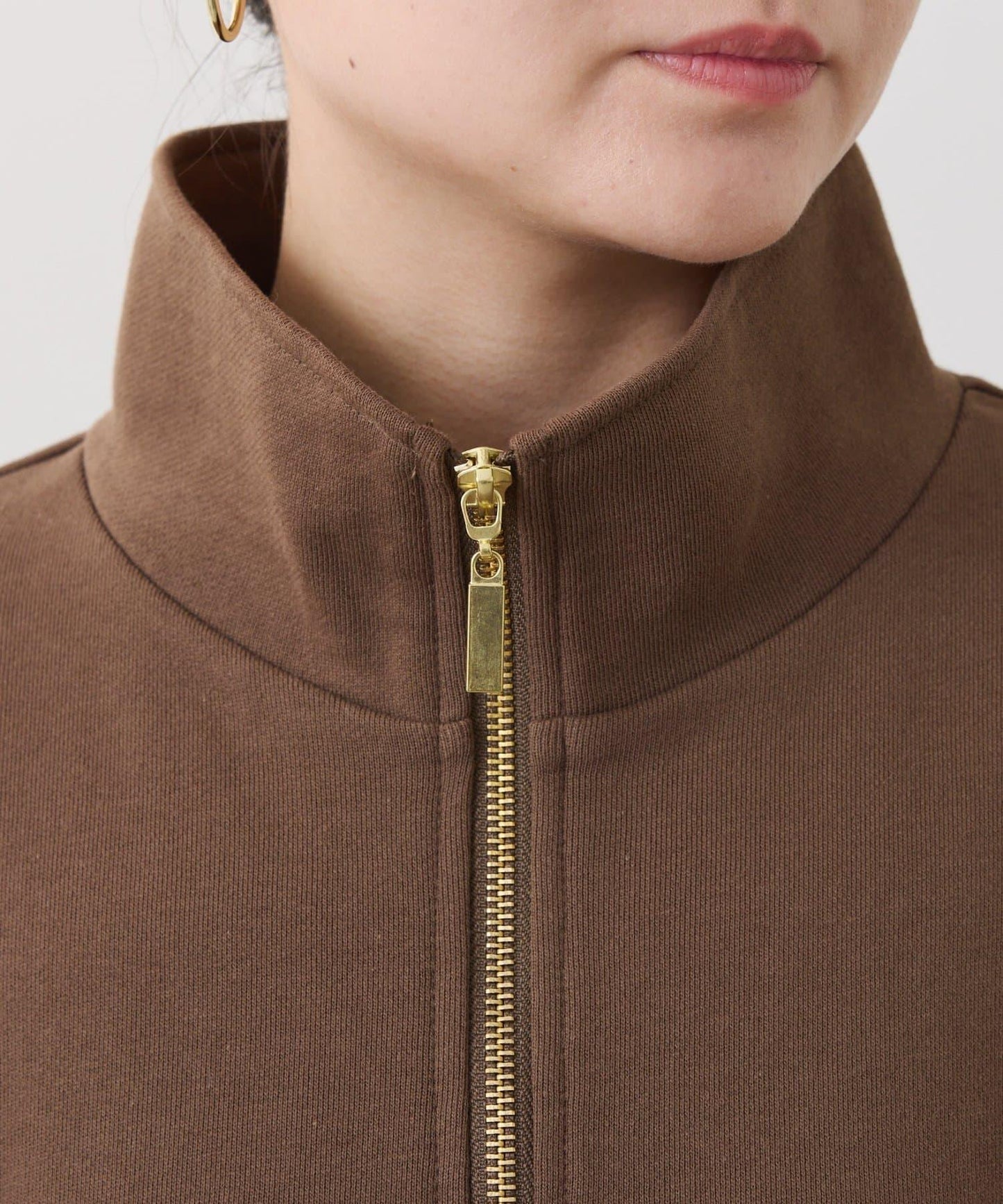 異材質拼接半拉鍊連衣裙