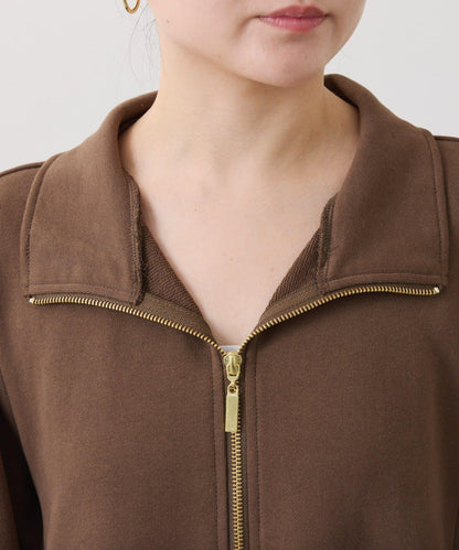 異材質拼接半拉鍊連衣裙