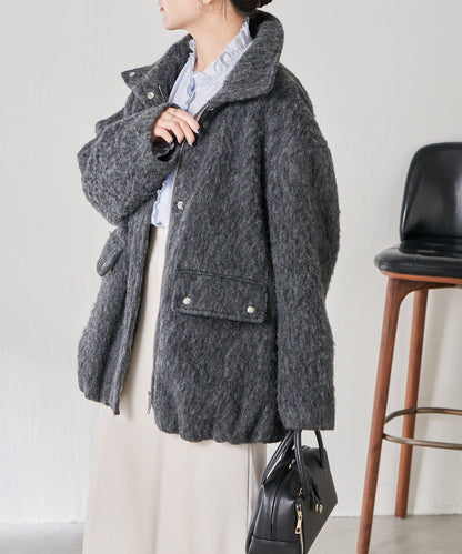 毛邊立領大衣
