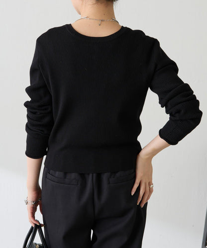 【前後兩穿】條紋紐扣修身開衫