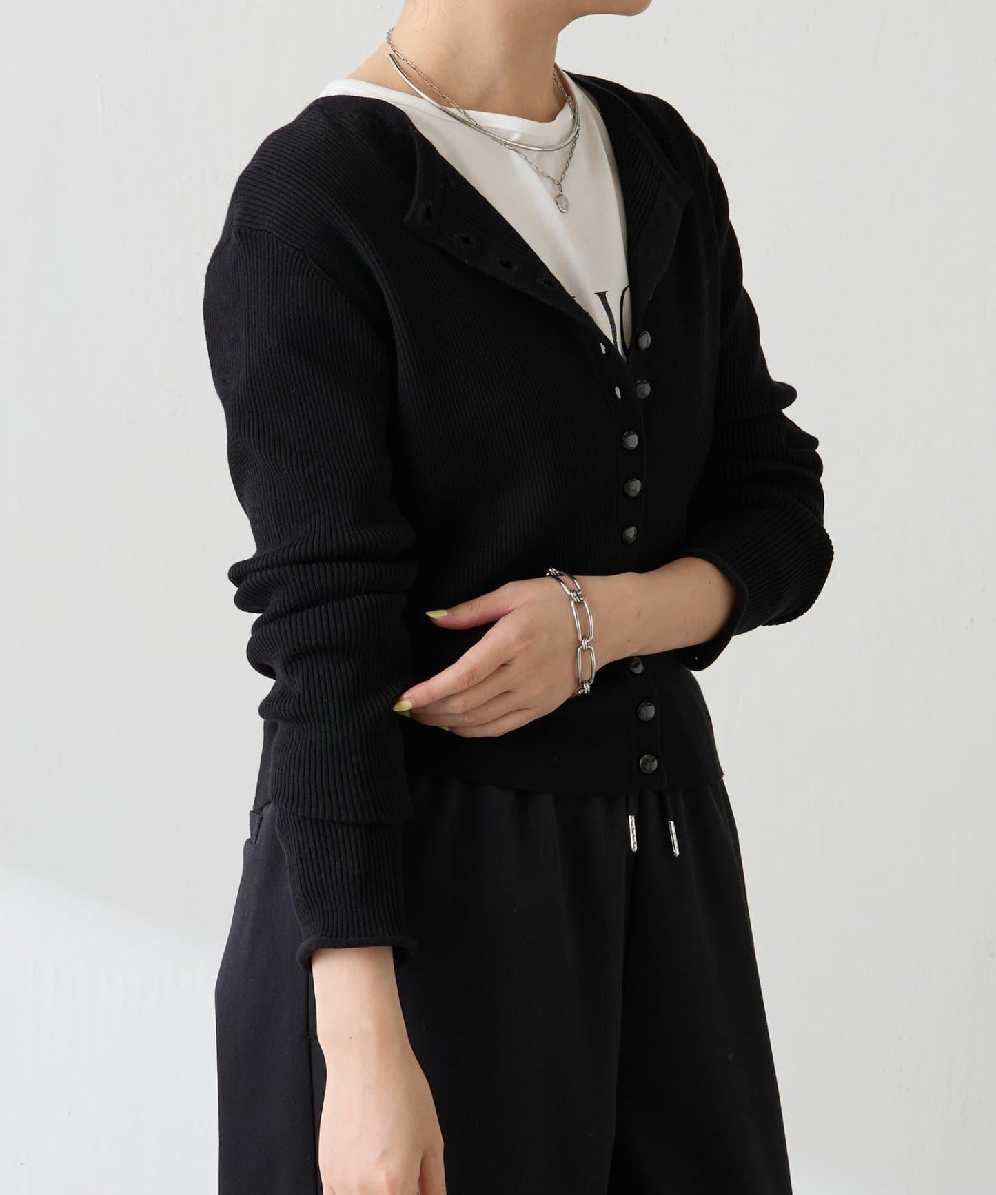 【前後兩穿】條紋紐扣修身開衫