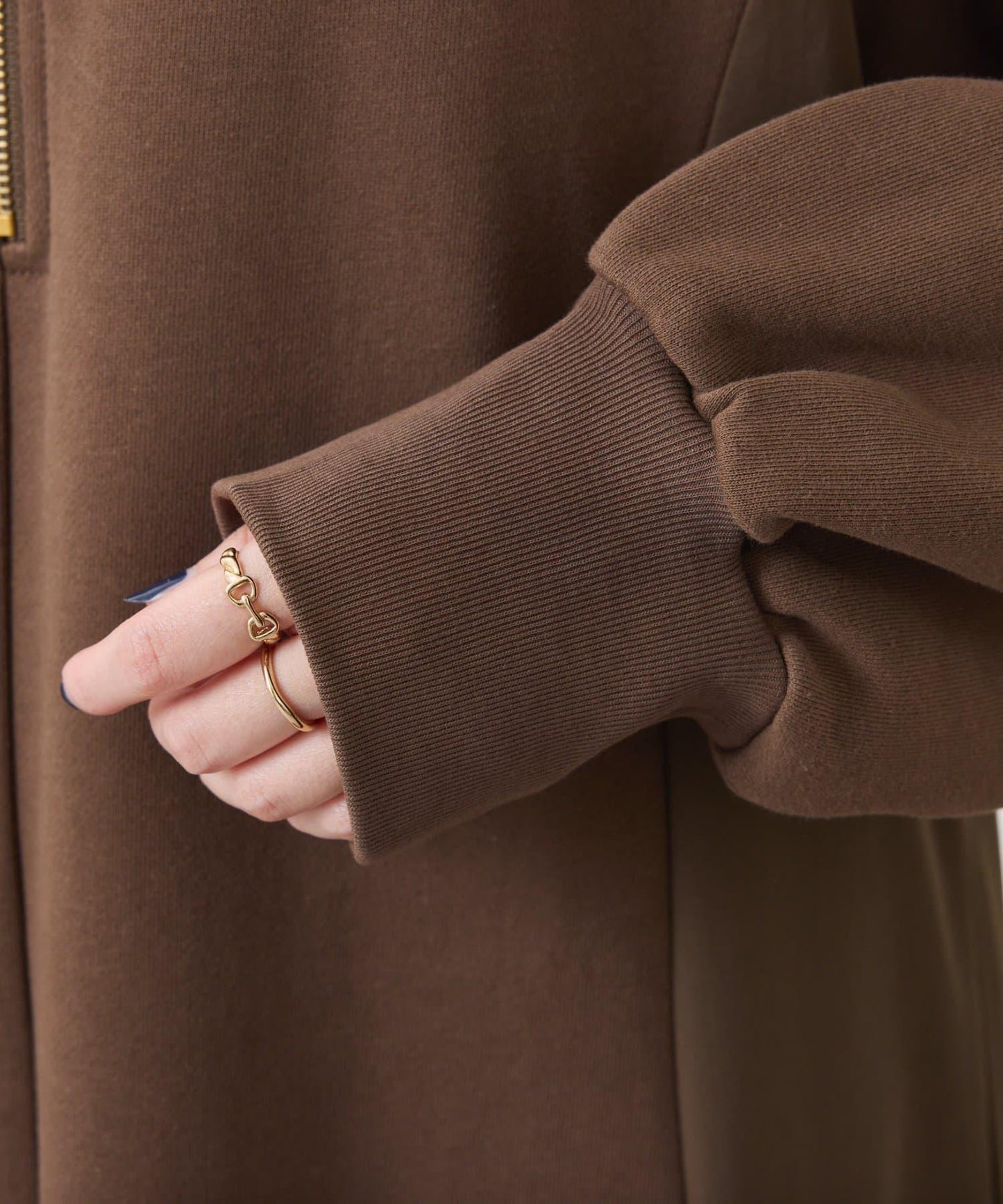 異材質拼接半拉鍊連衣裙