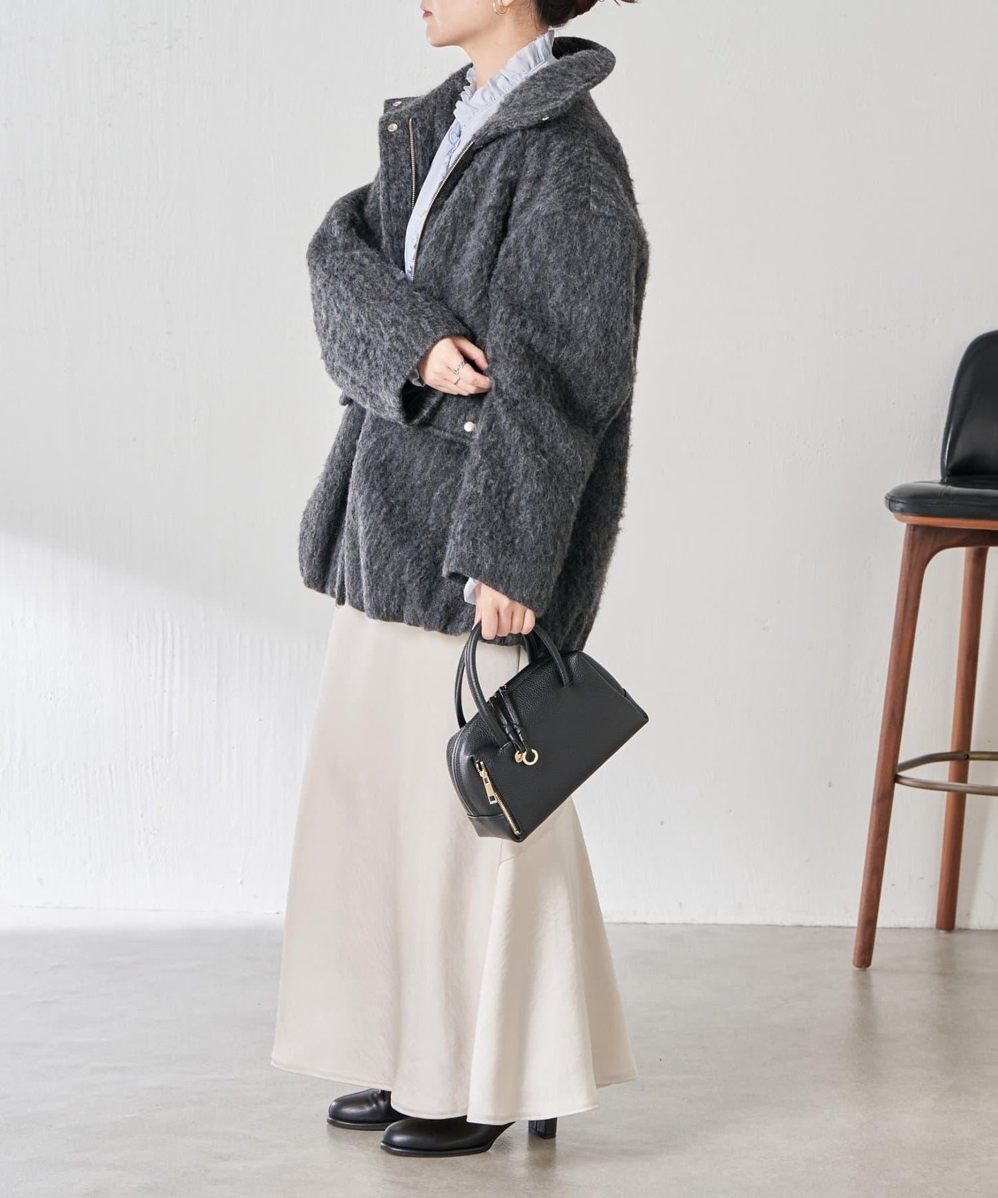 毛邊立領大衣