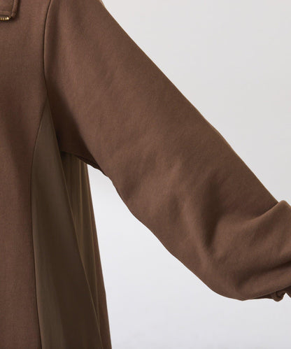 異材質拼接半拉鍊連衣裙