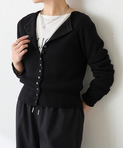 【前後兩穿】條紋紐扣修身開衫