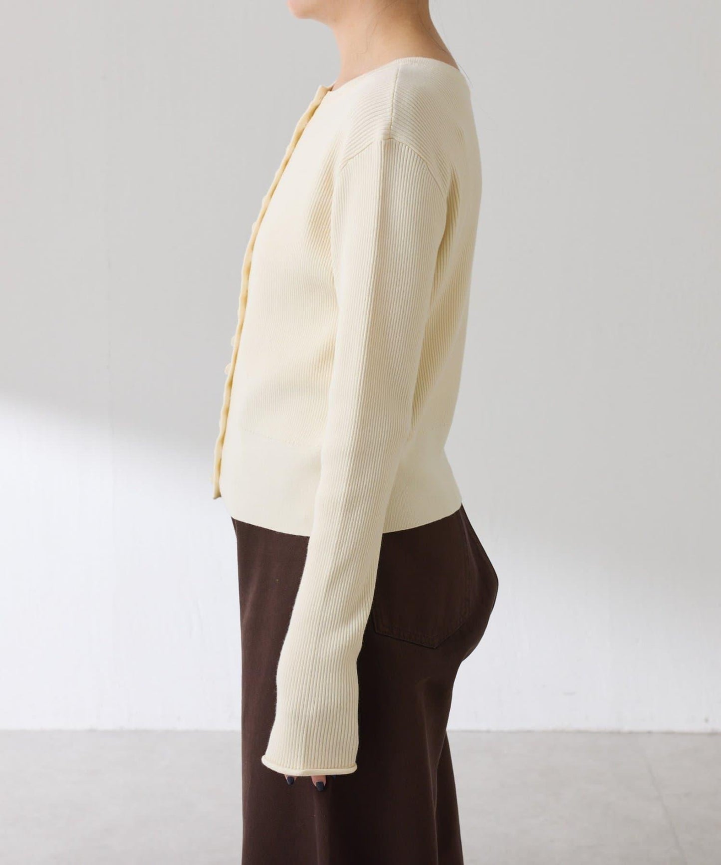 【前後兩穿】條紋紐扣修身開衫