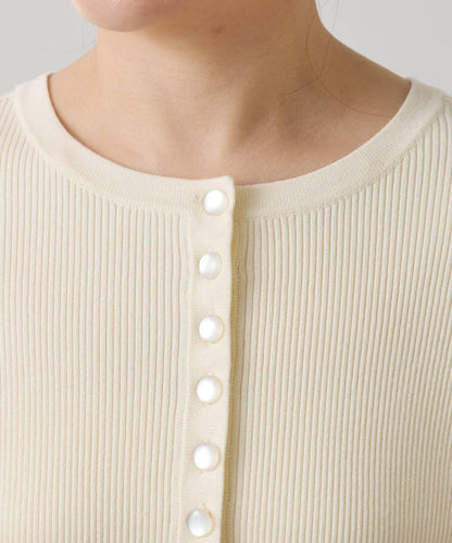 【前後兩穿】條紋紐扣修身開衫