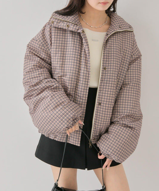 中棉格紋羽絨服