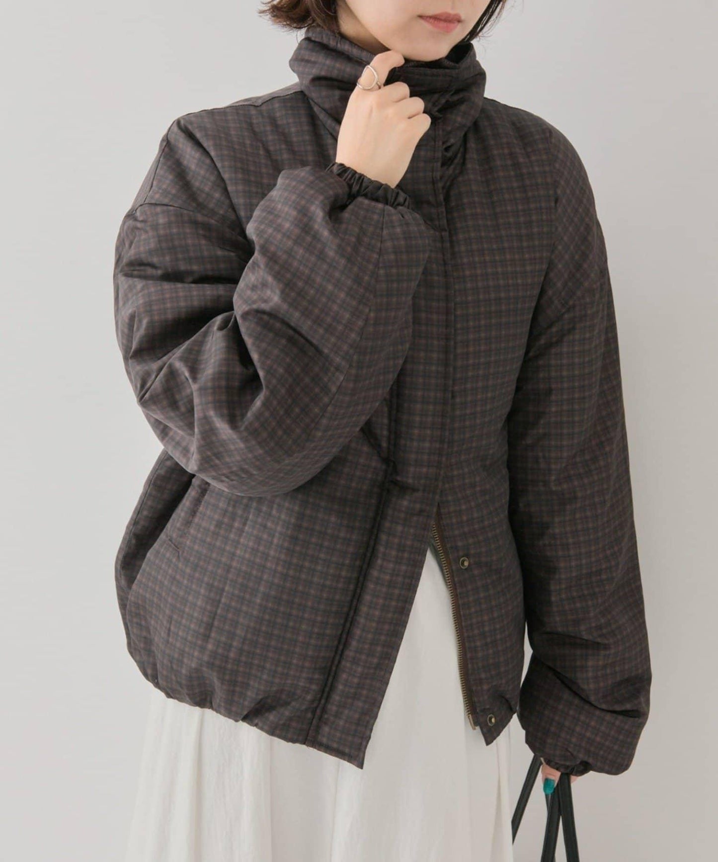 中棉格紋羽絨服