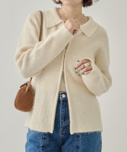 帶束身胸衣雙拉鍊開衫