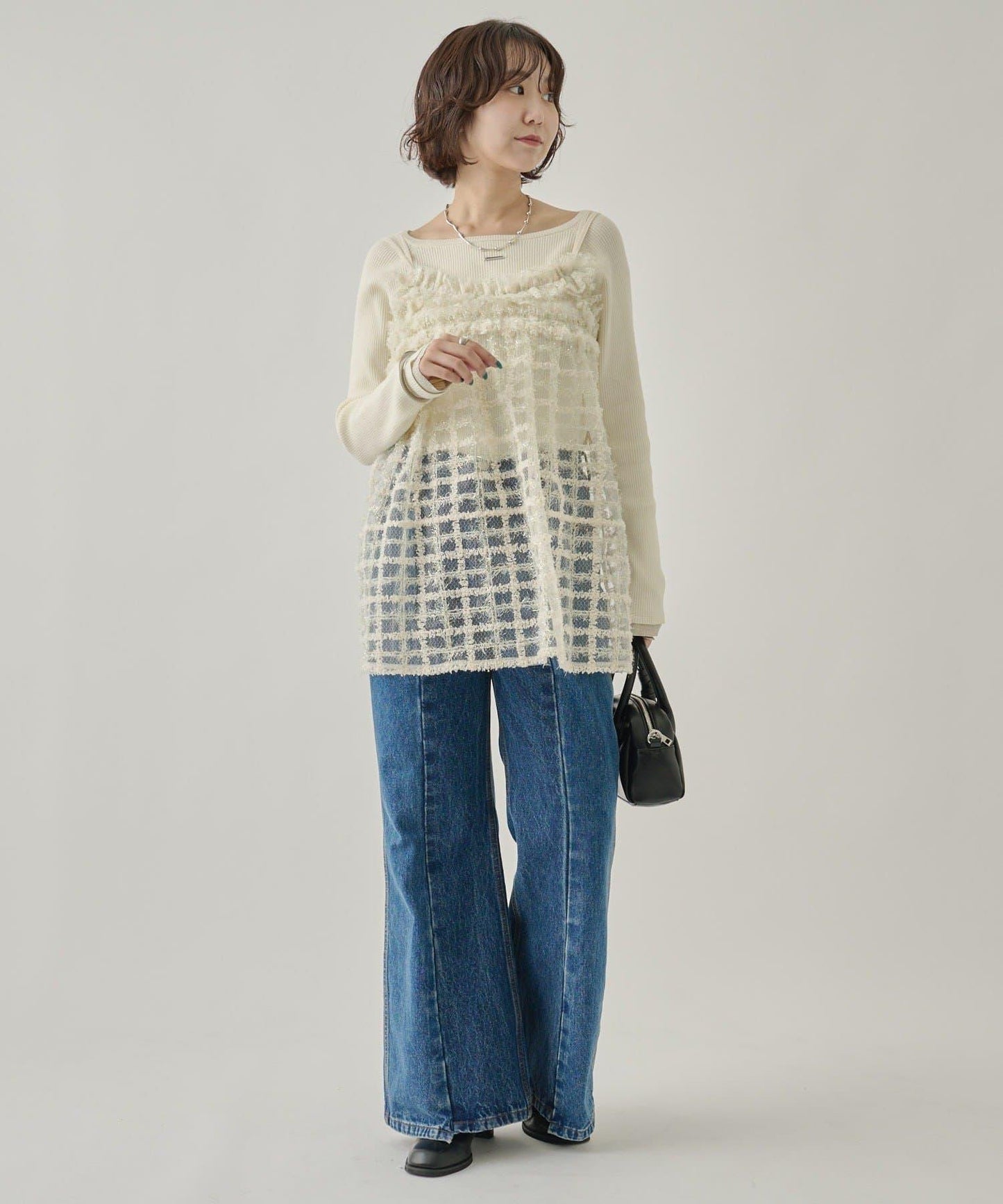 亮片粗花呢吊帶背心裙