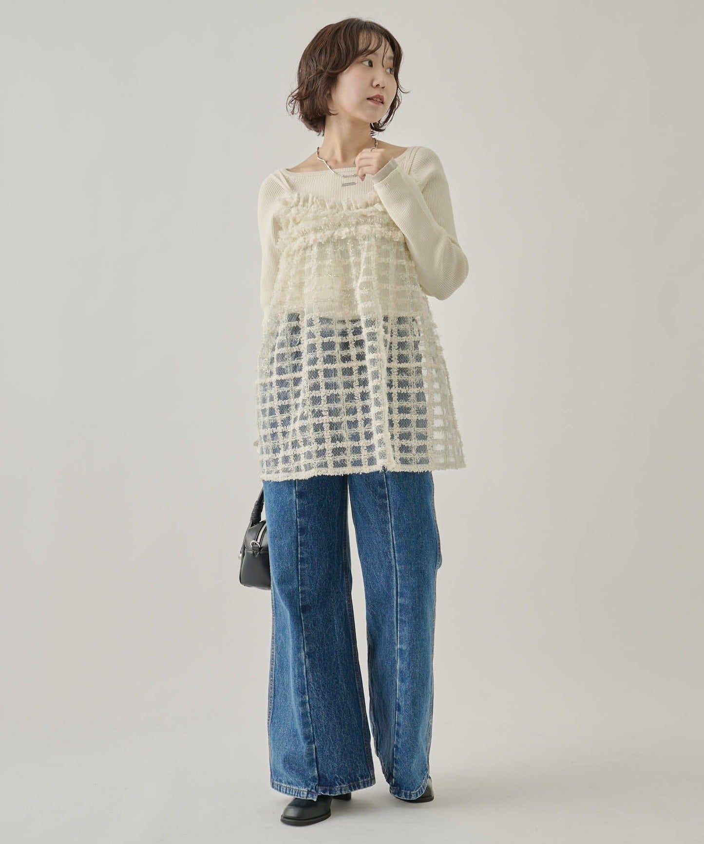 亮片粗花呢吊帶背心裙